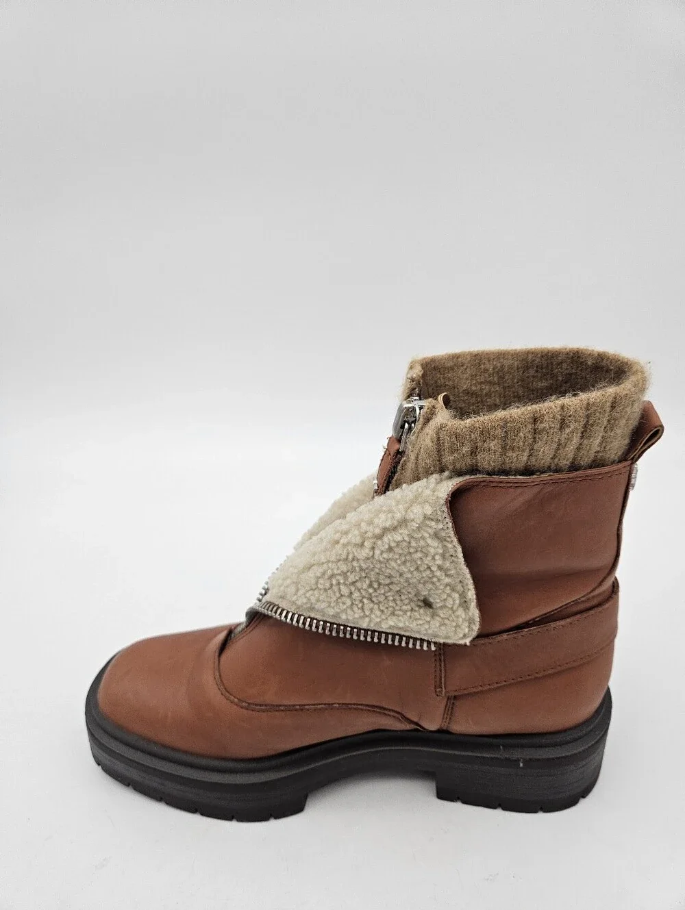The Sam Edelman Jacquie 2 Sherpa Genuine Leather Ankle Boots in women's size 9M